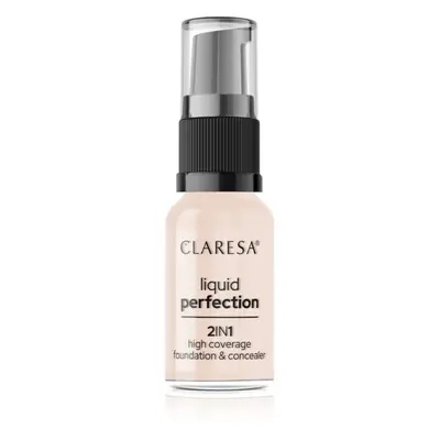 Claresa Liquid Perfection 2in1 Magas fedésű alapozó árnyalat 101 Light 18 g