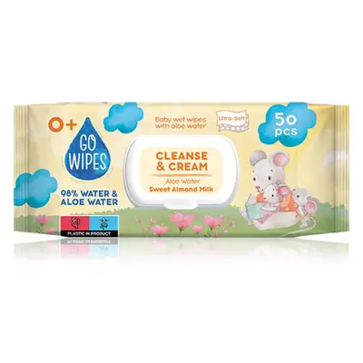 GoWipes Cleanse & Cream Sweet Almond Milk finom nedves törlőkendők gyermekeknek aloe verával 0+ 