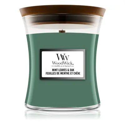 Woodwick Mint Leaves & Oak illatgyertya fa kanóccal 275 g