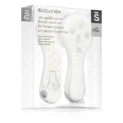 Suavinex Tigers Brush-comb Set szett gyermekeknek születéstől kezdődően Grey 2 db