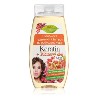 Bione Cosmetics Keratin + Ricinový olej mélyregeneráló sampon hajra 260 ml