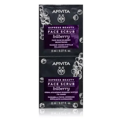 Apivita Express Beauty Brightening Face Scrub Bilberry intenzív tisztító peeling az élénk bőrért