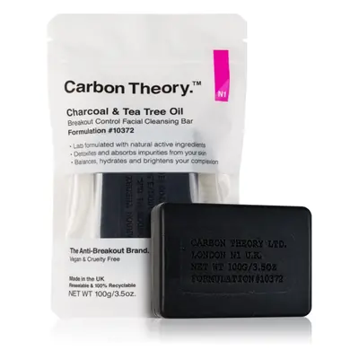 Carbon Theory Charcoal & Tea Tree Oil tisztító kemény szappan az arcbőr megnyugtatására 100 g