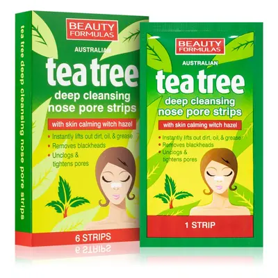 Beauty Formulas Tea Tree tisztító tapasz az orr eltömődött pórusaira 6 db