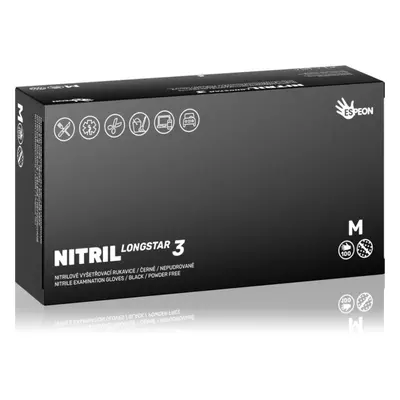 Espeon Nitril Longstar3 Black púdermentes nitrilkesztyű méret M 2x50 db