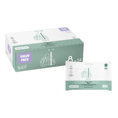 Naif Baby & Kids Plastic Free Wipes nedves törlőkendők gyermekeknek születéstől kezdődően 8x54 d