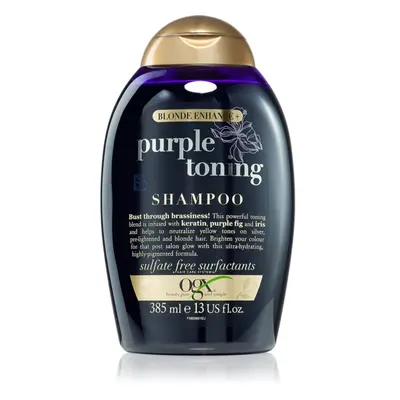 OGX Blonde Enhance+ Purple Toning lila sampon semlegesíti a sárgás tónusokat 385 ml