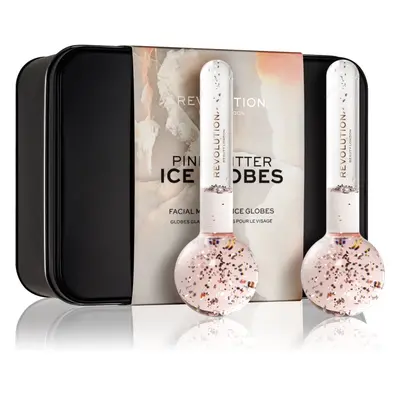 Makeup Revolution Ice Globes Pink Glitter masszázs szegédeszköz az arcra 2 db