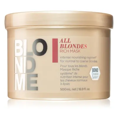 Schwarzkopf Professional Blondme All Blondes Rich tápláló maszk vastag szálú haj 500 ml