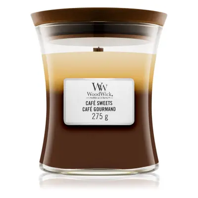 Woodwick Trilogy Café Sweets illatgyertya fa kanóccal 275 g