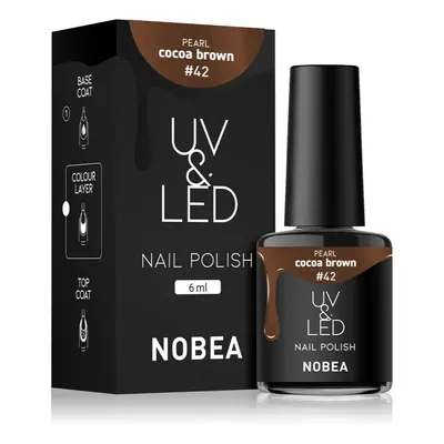 NOBEA UV & LED Nail Polish gél körömlakk UV / LED-es lámpákhoz fényes árnyalat Cocoa brown #42 6