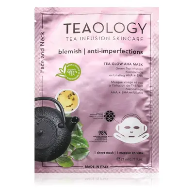 Teaology Tea Glow Blemish AHA Purifying Mask arcmaszk tisztító és frissítő hatással nyakra és a 