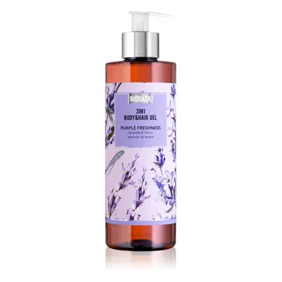 BIOBAZA 3in1 Body&Hair Gel Purple Freshness sampo, kondicionáló és tusfürdő 3 in 1 400 ml