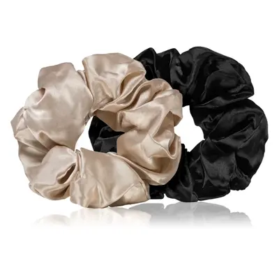 BrushArt Hair Large satin scrunchie set hajgumik Cream & Black