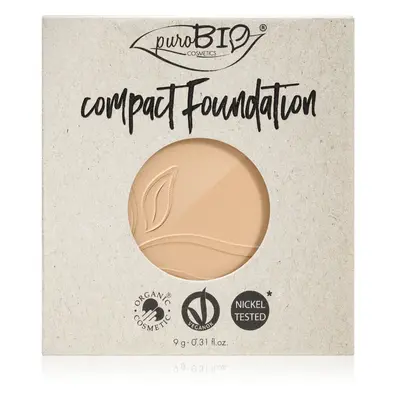 puroBIO Cosmetics Compact Foundation kompakt púderes alapozó utántöltő SPF 10 árnyalat 01 9 g