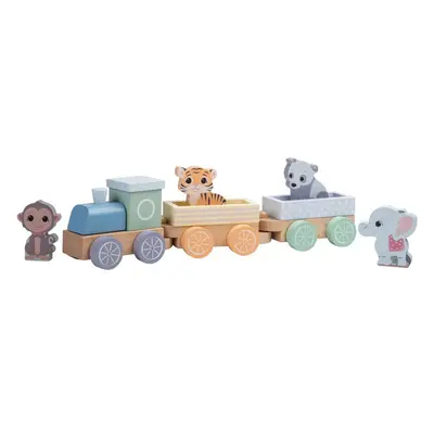 Jouéco The Wildies Family Trainset with Animals szett gyermekeknek 18 m+ 7 db