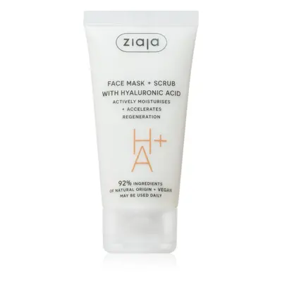 Ziaja Face Mask + Scrub with Hyaluronic Acid peeling maszk 55 ml