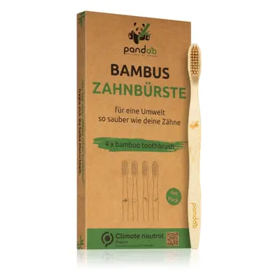 Pandoo Bamboo Toothbrush bambuszos fogkefe Medium Soft 4 db