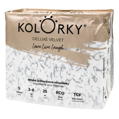 Kolorky Deluxe Velvet Love Live Laugh eldobható ÖKO pelenkák S méret 3-6 Kg 25 db