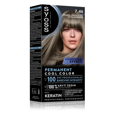 Syoss Permanent Cool Color tartós hajfesték árnyalat 7_46 Cool Medium Blond 1 db