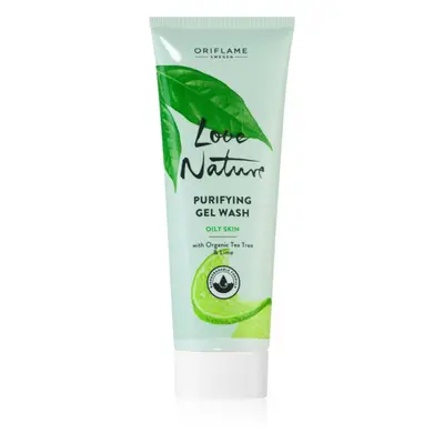 Oriflame Love Nature Organic Tea Tree & Lime mélyen tisztító gél zsíros és problémás bőrre 125 m