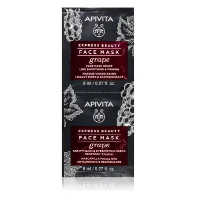 Apivita Express Beauty Firming Face Mask Grape ránctalanító és feszesítő arcpakolás 2 x 8 ml