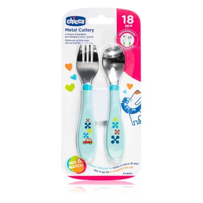 Chicco Metal Cutlery etetőkészlet 18m+ Blue