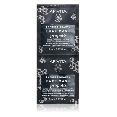 Apivita Express Beauty Purifying Face Mask Propolis tisztító fekete maszk zsíros bőrre 2 x 8 ml