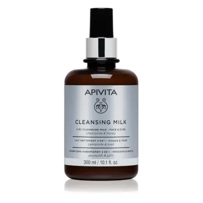 Apivita Cleansing Milk Face & Eyes tisztító tej 3 in 1 az arcra és a szemekre 300 ml