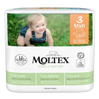 Moltex Pure & Nature Midi Size 3 eldobható ÖKO pelenkák 4-9 kg 33 db