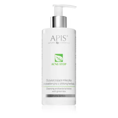 Apis Natural Cosmetics Acne-Stop Home TerApis tisztító és sminkeltávolító tej zöld teával 300 ml