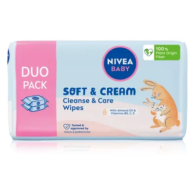 NIVEA BABY Soft & Cream finom nedves törlőkendők gyermekeknek 2x57 db