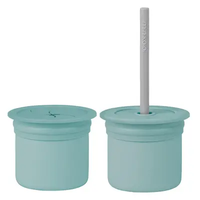 Minikoioi Sip+Snack Set etetőszett gyermekeknek Aqua Green / Powder Grey 1 db