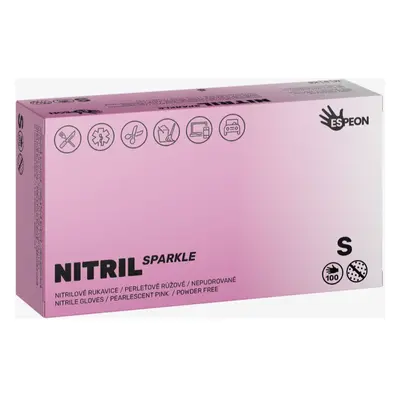 Espeon Nitril Sparkle Pearlescent Pink púdermentes nitrilkesztyű méret S 2x50 db