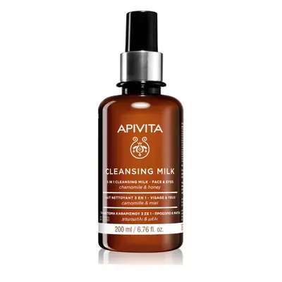 Apivita Cleansing Milk Face & Eyes tisztító tej 3 in 1 az arcra és a szemekre 200 ml