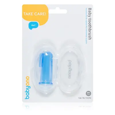 BabyOno Take Care First Toothbrush ujjra húzható fogkefe gyermekeknek tokkal Blue 1 db