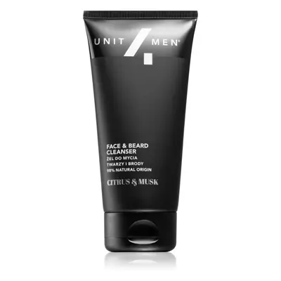 Unit4Men Face & Beard Cleanser Citrus&Musk tisztító gél az arcra és a szakállra 150 ml