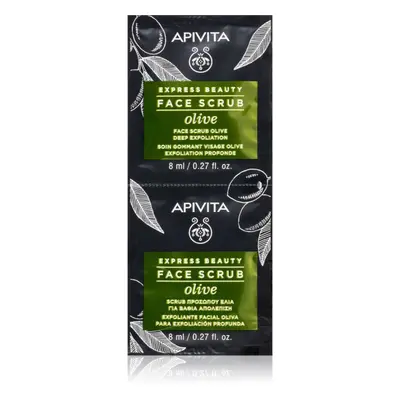 Apivita Express Beauty Exfoliating Face Scrub Olive intenzív tisztító peeling az arcra 2 x 8 ml