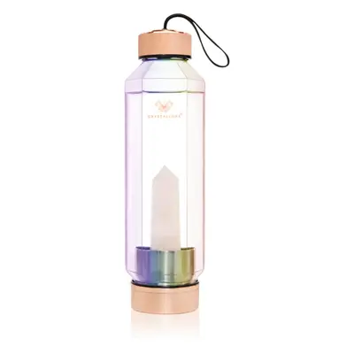 Crystallove Crystal Water Bottle Kulacs Hexagon Hologram - Rose Quartz 650 ml