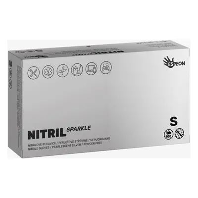 Espeon Nitril Sparkle Pearlescent Silver púdermentes nitrilkesztyű méret S 2x50 db