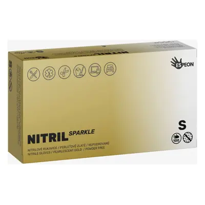 Espeon Nitril Sparkle Pearlescent Gold púdermentes nitrilkesztyű méret S 2x50 db