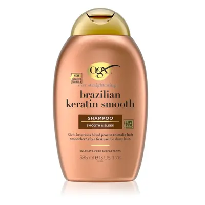 OGX Brazilian Keratin Smooth kisimító sampon a fénylő és selymes hajért 385 ml