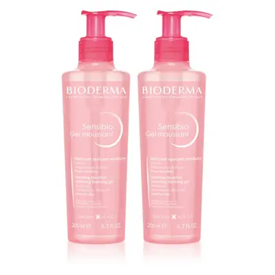 Bioderma Sensibio Gel Moussant 1+1 takarékos kiszerelés a bőr tökéletes tisztításához 2x200 ml