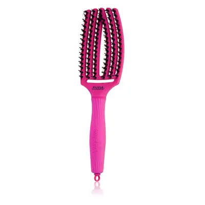 Olivia Garden Fingerbrush ThinkPink lapos kefe nejlon- és vaddisznósörtékkel Neon Pink 1 db