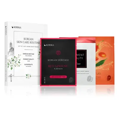 KORIKA KOREAN SKIN CARE ROUTINE SET OF 3 ANTI-AGING SHEET MASKS szett a ráncok ellen