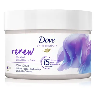 Dove Bath Therapy Renew gyengéd testpeeling Wild Violet & Pink Hibiscut 295 ml