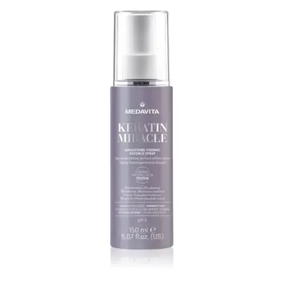 Medavita Keratin Miracle Smoothing Thermo Defence Spray hővédő spray hajsütővassal és hajvasalóv