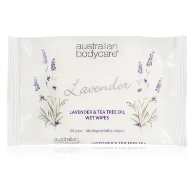 Australian Bodycare Tea Tree Oil & Lavender nedves törlőkendők arcra és testre 24 db