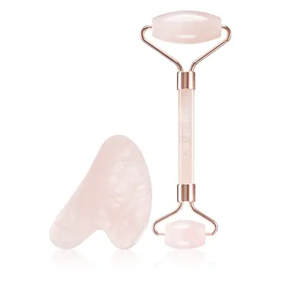 Notino Skincare Tools Rose Quartz Massage Roller and Gua Sha masszázs henger az arcra és masszáz