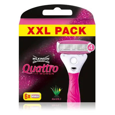 Wilkinson Sword Quattro for Women Aloe & Vit. E tartalék kefék 6 db